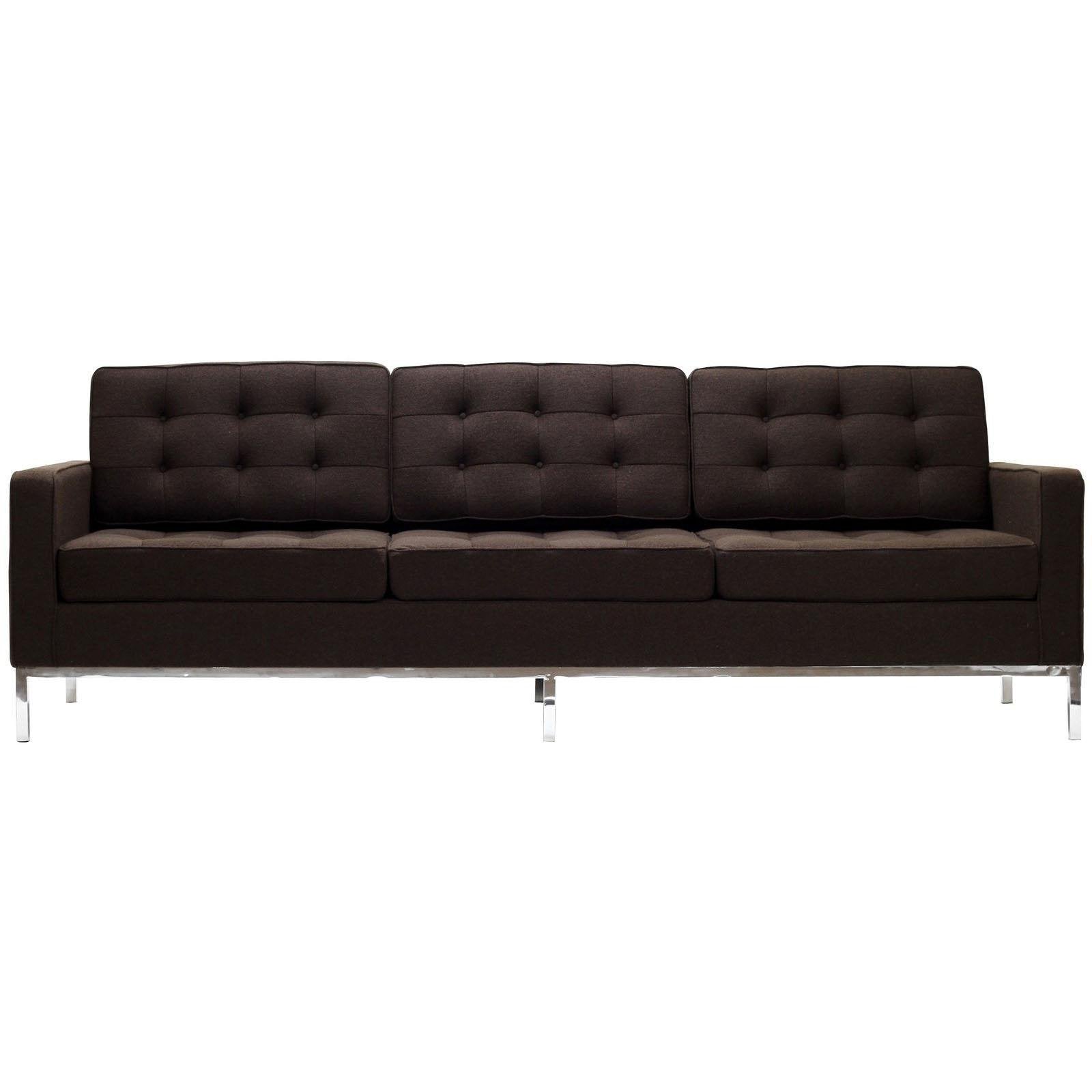 Modway Eei-188-Chc Loft 12" Sofa With Rich Wool Upholstery Tufted Seat And Back With Buttons Tubular Stainless Steel Frame And Foot Caps In Chocolate